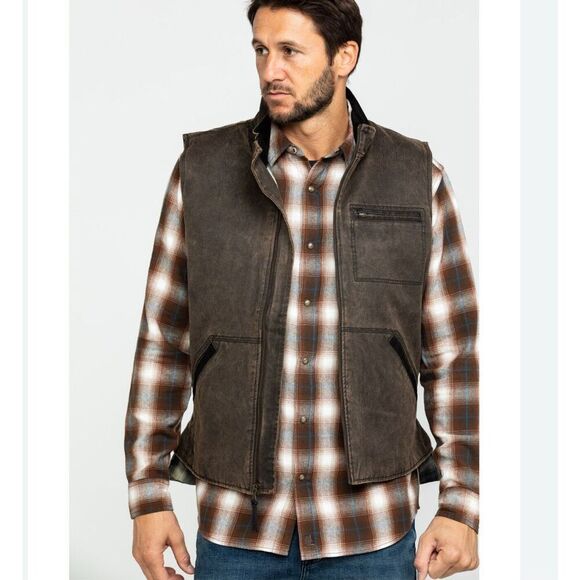 Cody James Dusty 3.0 Oil Coated Zip Up Vest Men’s XL Flannel Lined Western - Picture 1 of 9